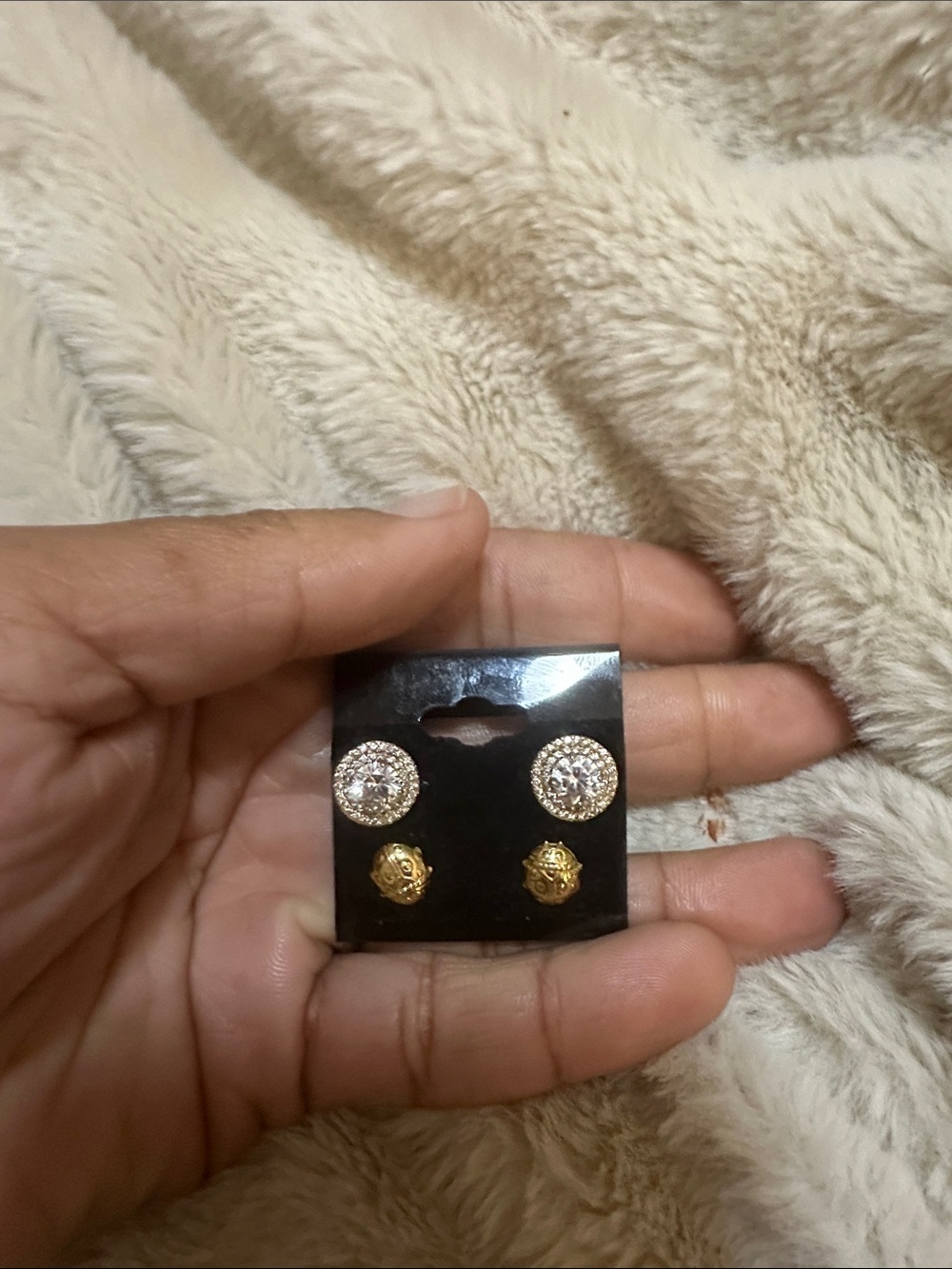 Gold and Clear Crystal Stud Earring Set - Women Jewelry